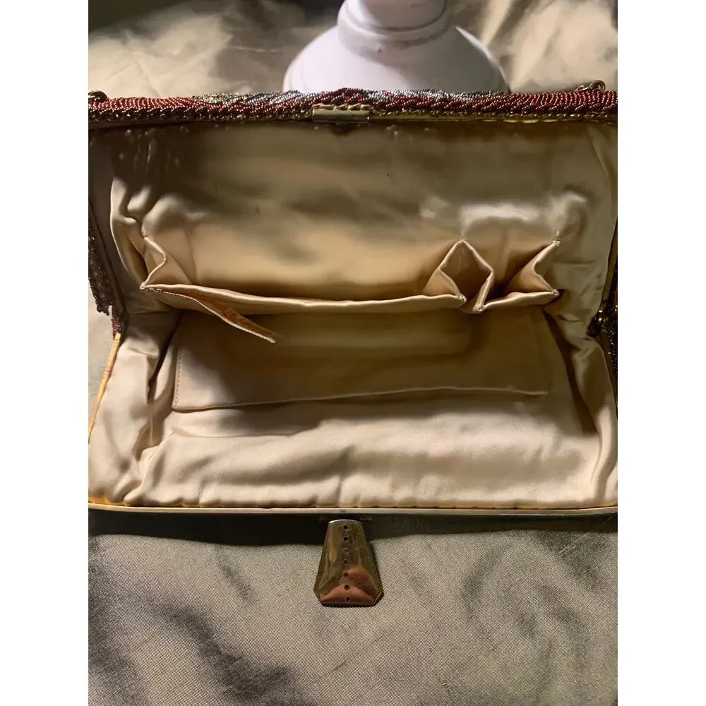 Vintage 1930s Josef Microbead Purse • Hand-Beaded Metal Bag • Made in France